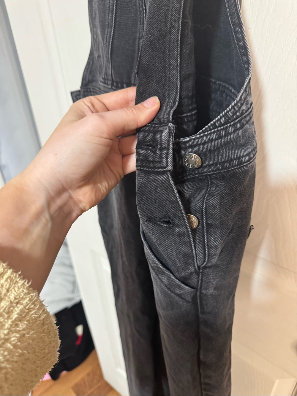 Forever 21 Black Acid-Wash Denim Overalls - Picture 3 of 3